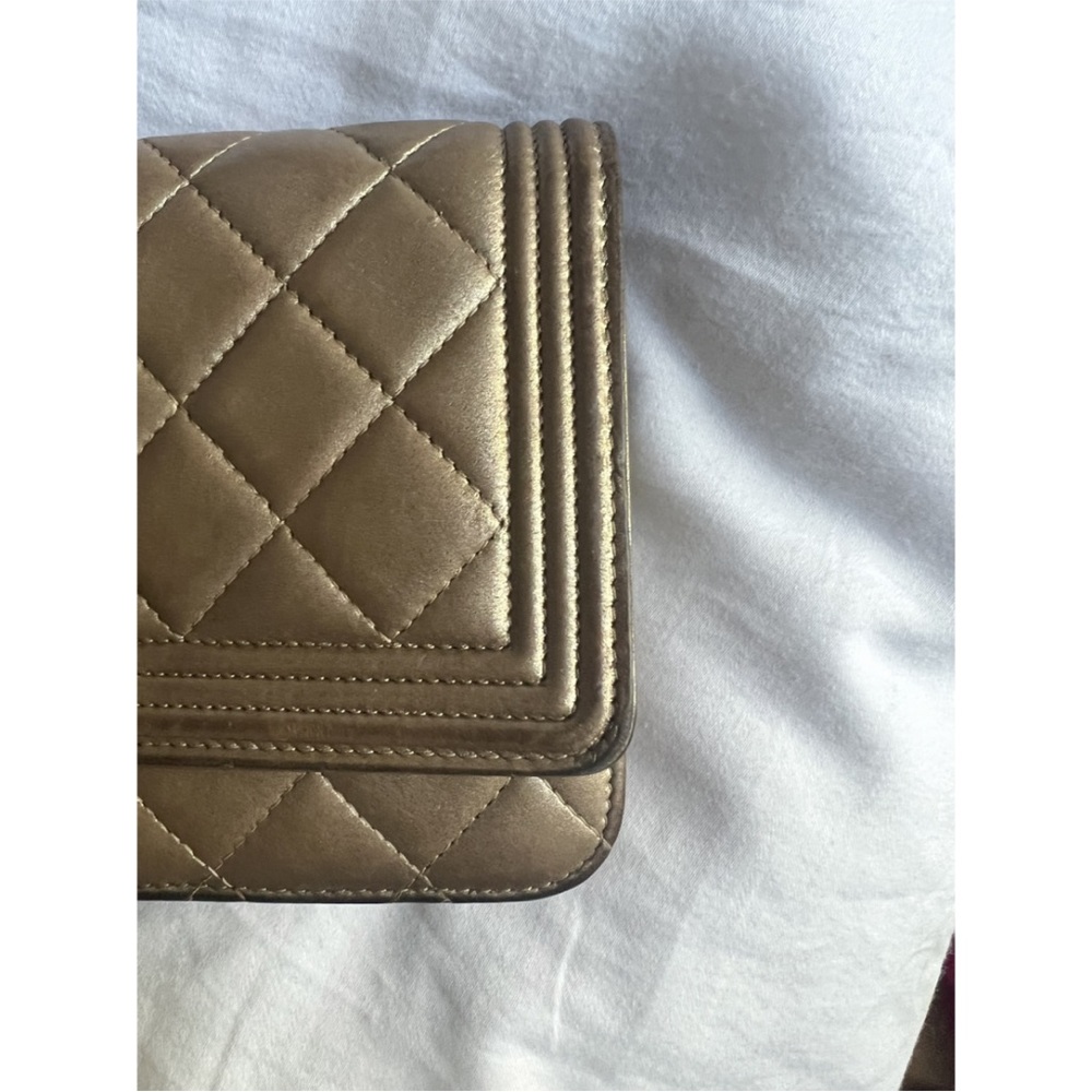 Chanel Boy Bag Wallet on Chain gold bronze quilted leather gold crossbody purse - Picture 5 of 9